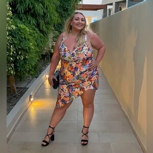 New! Cider Floral Asymmetrical Dress